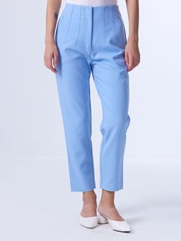 Cover Story - Blue Solid Straight Trouser