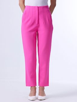 Cover Story - Pink Solid Straight Trouser