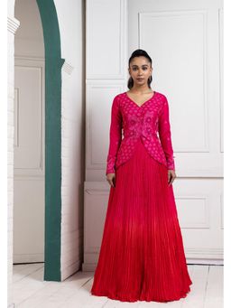 SMRITI - Red Embellished Crimson Grace Lehenga And Blouse