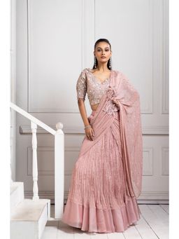 SMRITI - Rose Gold Elegance Ensemble Lehenga And Blouse With Dupatta