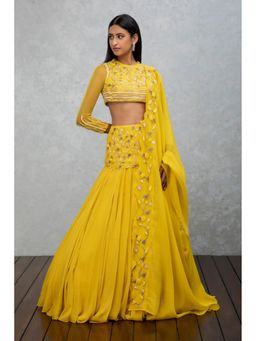 ISHA GUPTA TAYAL - Yellow Citrine Women Embroidered Lehenga With Blouse And Dupatta