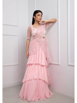 SMRITI - Pink Crystal Lehenga And Blouse With Dupatta