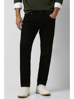Peter England - Men Black Dark Wash Slim Jeans