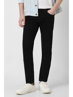 Peter England - Men Black Dark Wash Skinny Fit Jeans