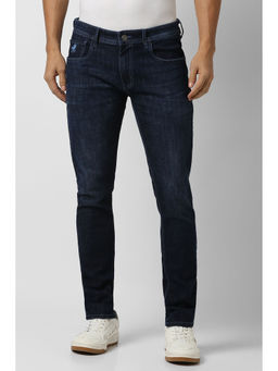 Peter England - Men Navy Blue Light Wash Skinny Fit Jeans