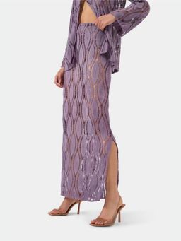 BEYOND - Lavender Crochet Maxi Skirt