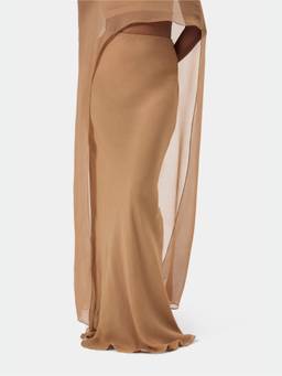 BEYOND - Tan Bias Cut Maxi Skirt