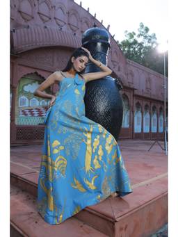 ASHNA VASWANI - Blue Hand Painted Long Dress