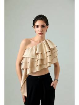 Stylia - Beige Azalea Ruffle Top