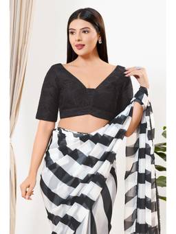 VAMAS - THE DESIGNER BLOUSES - Silk Padded Back Open Elbow-Sleeves Saree Blouse