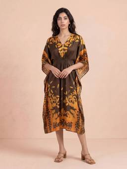 Aarke Ritu Kumar - Brown Polyester Printed Kaftan