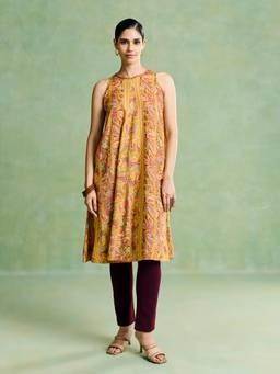 Aarke Ritu Kumar - Mustard Viscose Abstract Kurta