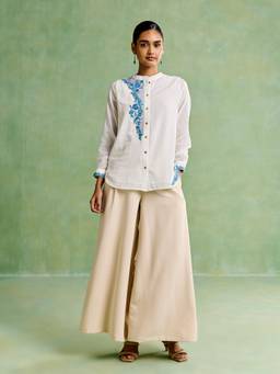 Aarke Ritu Kumar - Off White Cotton Embroidered Shirt