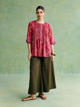 Aarke Ritu Kumar - Purple Cotton Floral Tunic