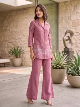 Autumnlane - Pink Cotton Embroidered Cor-ord Set