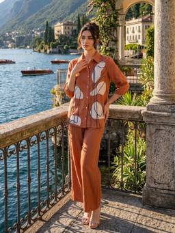 Autumnlane - Brown Cotton Flex Embroidered Cor-ord Set