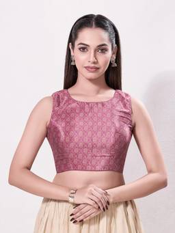 VAMAS - THE DESIGNER BLOUSES - Bandhani Padded Back-Open Sleeveless Saree Blouse