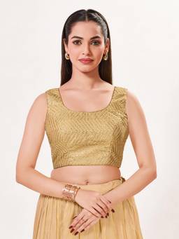 VAMAS - THE DESIGNER BLOUSES - Silk Padded Back Open Sleeveless Saree Blouse