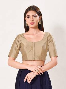 VAMAS - THE DESIGNER BLOUSES - Brocade Padded Front Open Elbow-Sleeves Saree Blouse