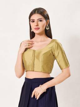 VAMAS - THE DESIGNER BLOUSES - Brocade Padded Front Open Elbow-Sleeves Saree Blouse