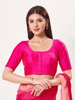VAMAS - THE DESIGNER BLOUSES - Brocade Padded Front Open Elbow-Sleeves Saree Blouse