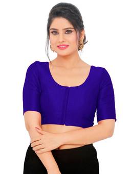 VAMAS - THE DESIGNER BLOUSES - Mulbury Silk Padded Front Open Elbow-Sleeves Saree Blouse