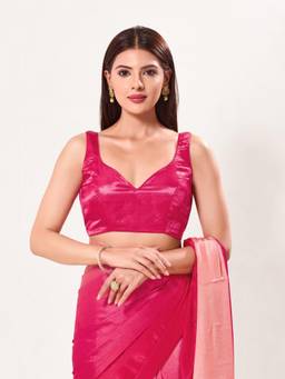 VAMAS - THE DESIGNER BLOUSES - Silk Padded Back Open Sleeveless Saree Blouse