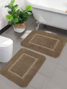 Saral Home - Brown Good Morning Micro Soft & Antiskid Mats (Pack Of 2)