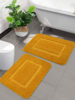 Saral Home - Gold Good Morning Micro Soft & Antiskid Mats (Pack Of 2)