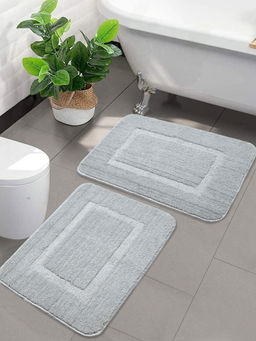 Saral Home - Light Grey Micro Soft & Antiskid Mats (Pack Of 2)