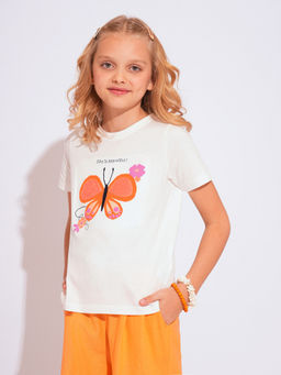 VERO MODA - Girls White Regular Fit T-Shirt