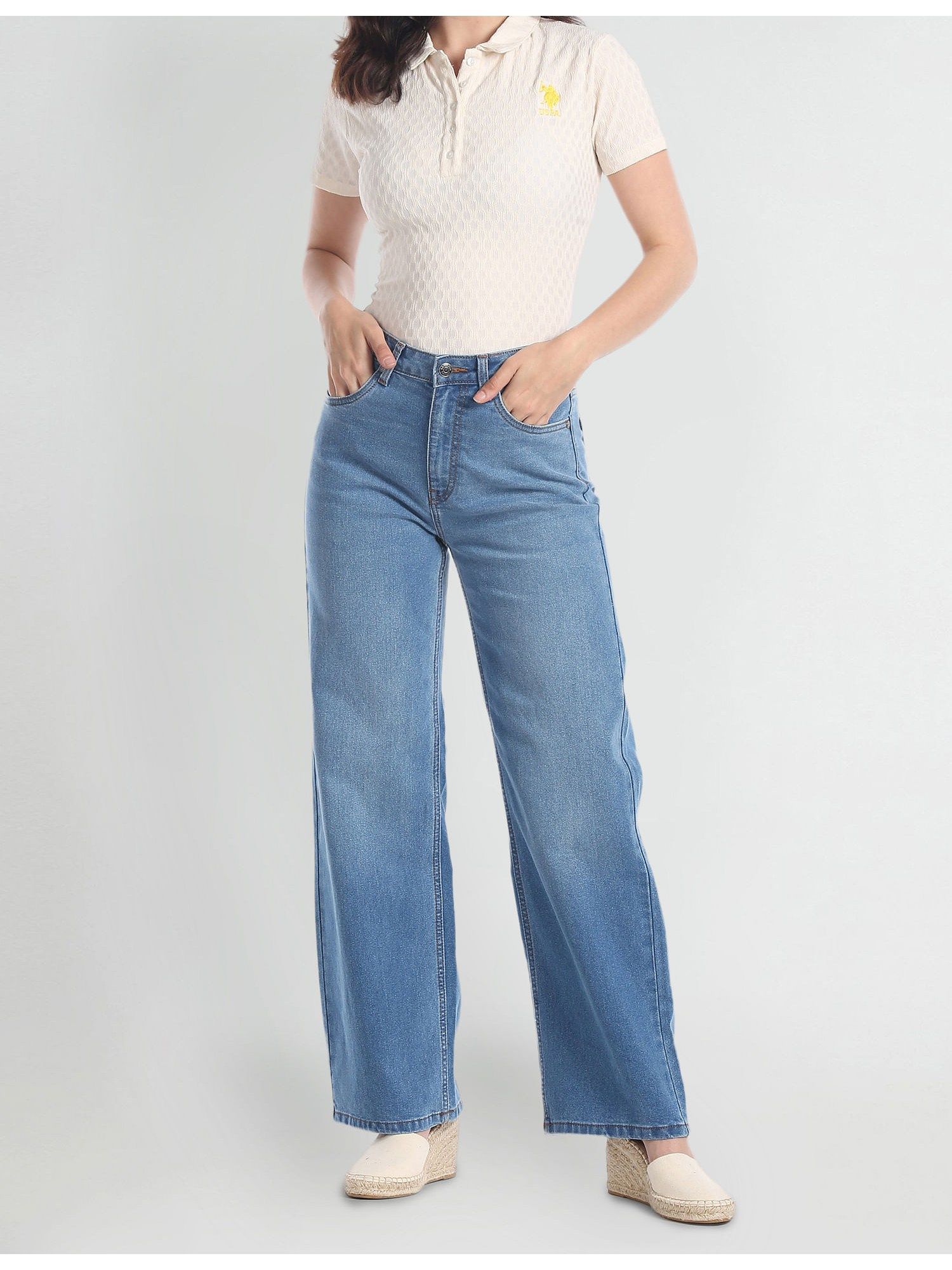 Wide Leg Stone Wash Jeans-picture-23