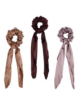 Arendelle - Shades of Earth Medium Satin Scrunchies with Scarf (Pack of 3)