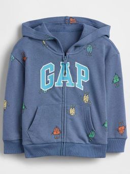 GAP - Navy Blue Printed Cotton Blend Relaxed Hoodie
