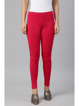 W - Raspberry Pink Solid Knitted Women's Leggings
