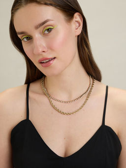 Pipa Bella by Nykaa Fashion - Gold Rhinestone Embellished Layered Necklace