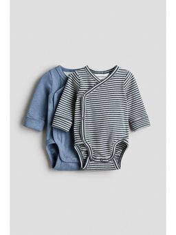 H&M - Unisex Blue 2-Pack Room-To-Grow Bodysuits