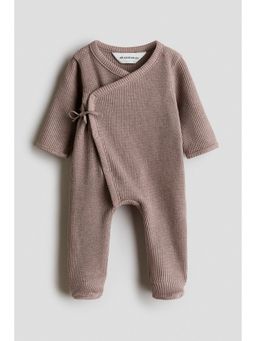 H&M - Unisex Brown Waffled Cotton Romper Suit