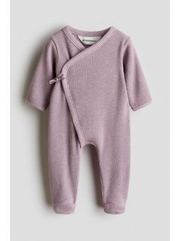 H&M - Unisex Purple Waffled Cotton Romper Suit