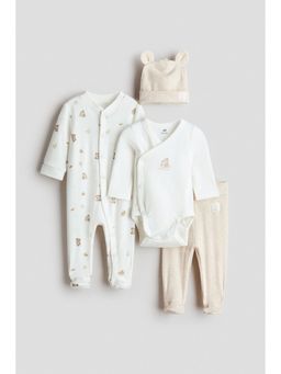 H&M - Unisex White 4-Piece Cotton Jersey Gift Set