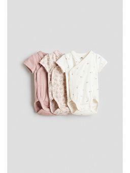 H&M - Unisex Pink 3-Pack Wrapover Bodysuits