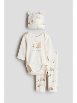 H&M - Unisex Beige 3-Piece Printed Jersey Set