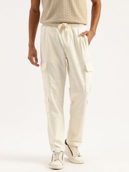 United Colors of Benetton - Off White Solid Regular Fit Cargo Pant