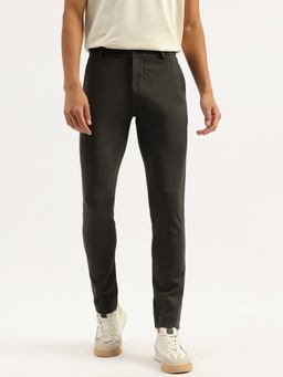 United Colors of Benetton - Grey Solid Slim Fit Diagonal Twill Knit Trouser