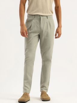 United Colors of Benetton - Green Solid Relaxed Fit Pleated Trouser