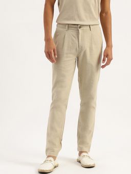 United Colors of Benetton - Beige Solid Relaxed Fit Pleated Trouser