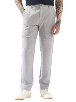 High Star - Grey Polyester Solid Relaxed Fit Mid-Rise Cargo Pant