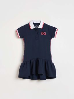 Blue Giraffe - Girls Navy Blue Dress