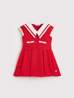 Blue Giraffe - ELLE Girls Red Lapel Collar Dress