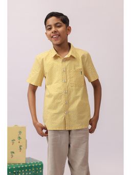 The Little Trunk - Yellow Chevron Chest Pocket Shirt